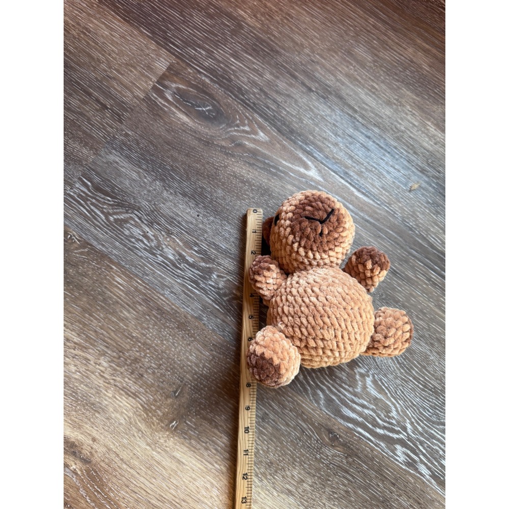 Handmade Crochet Capybara Plushie Chenille Amigurumi Stuffed Animal Tan Brown - Picture 3 of 4